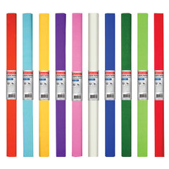 Бумага гофрированная/<wbr/>креповая, 32 г/<wbr/>м<sup>2</sup>, 50&times;250 см, АССОРТИ 10 цветов, BRAUBERG, 127151