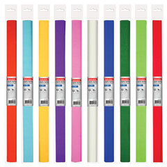 Бумага гофрированная/<wbr/>креповая, 32 г/<wbr/>м<sup>2</sup>, 50&times;250 см, АССОРТИ 10 цветов, BRAUBERG, 127151