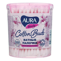 Ватные палочки КОМПЛЕКТ 200 шт., AURA, пластиковый стакан, 20803