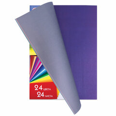 Цветная бумага А4 газетная, 24 листа, 24 цвета, на скобе, ПИФАГОР, 200&times;283 мм, &laquo;Умный котик&raquo;, 128002