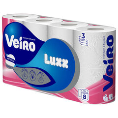 Бумага туалетная бытовая, спайка 8 шт., 3-х слойная (8&times;15 м), VEIRO Luxoria, белая, 5с38