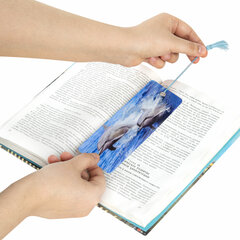 Закладка для книг с линейкой 3D-ОБЪЕМНАЯ BRAUBERG, &laquo;Дельфины&raquo;, с декоративным шнурком, 128094