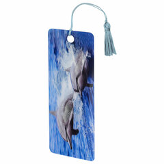 Закладка для книг с линейкой 3D-ОБЪЕМНАЯ BRAUBERG, &laquo;Дельфины&raquo;, с декоративным шнурком, 128094