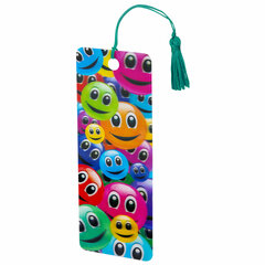 Закладка для книг с линейкой 3D-ОБЪЕМНАЯ BRAUBERG, &laquo;Смайлики&raquo;, с декоративным шнурком, 128096