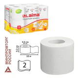 Бумага туалетная бытовая, спайка 12 шт., 2-слойная, (12х18 м), LAIMA, белая, 128718