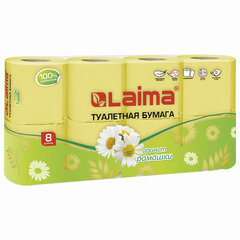 Бумага туалетная бытовая, спайка 8 шт., 2-х слойная, (8&times;19 м), LAIMA, аромат ромашки, 128721