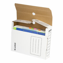 Короб архивный с клапаном А4 (260&times;325 мм), 75 мм, до 700 листов, микрогофрокартон, БЕЛЫЙ, STAFF, 128858