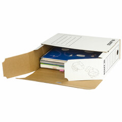 Короб архивный с клапаном А4 (260&times;325 мм), 100 мм, до 900 листов, микрогофрокартон, БЕЛЫЙ, STAFF, 128863