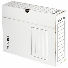 Короб архивный с клапаном А4 (260&times;325 мм), 100 мм, до 900 листов, микрогофрокартон, БЕЛЫЙ, STAFF, 128863