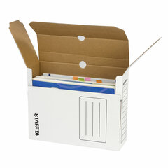 Короб архивный с клапаном А4 (260&times;325 мм), 100 мм, до 900 листов, микрогофрокартон, БЕЛЫЙ, STAFF, 128863