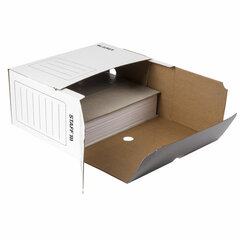 Короб архивный с клапаном А4 (260&times;325 мм), 150 мм, до 1400 листов, микрогофрокартон, БЕЛЫЙ, STAFF, 128866