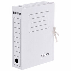 Папка архивная с завязками А4 (325&times;250 мм), 75 мм, до 700 листов, микрогофрокартон, БЕЛАЯ, STAFF, 128869