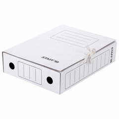 Папка архивная с завязками А4 (325&times;250 мм), 75 мм, до 700 листов, микрогофрокартон, БЕЛАЯ, STAFF, 128869