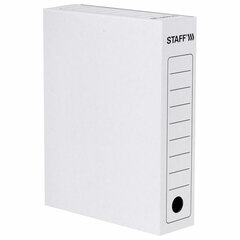 Папка архивная с завязками А4 (325&times;250 мм), 75 мм, до 700 листов, микрогофрокартон, БЕЛАЯ, STAFF, 128869