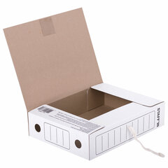 Папка архивная с завязками А4 (325&times;250 мм), 75 мм, до 700 листов, микрогофрокартон, БЕЛАЯ, STAFF, 128869