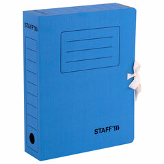 Папка архивная с завязками А4 (325&times;250 мм), 75 мм, до 700 листов, микрогофрокартон, СИНЯЯ, STAFF, 128870