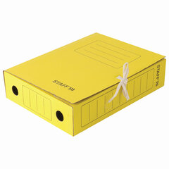 Папка архивная с завязками А4 (325&times;250 мм), 75 мм, до 700 листов, микрогофрокартон, ЖЕЛТАЯ, STAFF, 128873