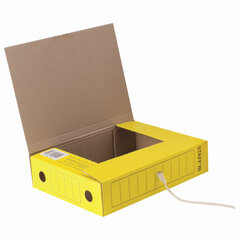 Папка архивная с завязками А4 (325&times;250 мм), 75 мм, до 700 листов, микрогофрокартон, ЖЕЛТАЯ, STAFF, 128873