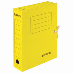 Папка архивная с завязками А4 (325&times;250 мм), 75 мм, до 700 листов, микрогофрокартон, ЖЕЛТАЯ, STAFF, 128873