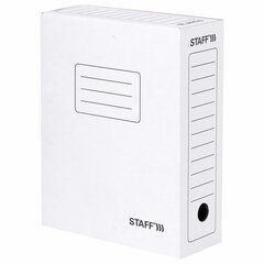 Папка архивная с завязками А4 (325&times;250 мм), 100 мм, до 900 листов, микрогофрокартон, БЕЛАЯ, STAFF, 128874