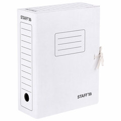 Папка архивная с завязками А4 (325&times;250 мм), 100 мм, до 900 листов, микрогофрокартон, БЕЛАЯ, STAFF, 128874