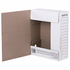Папка архивная с завязками А4 (325&times;250 мм), 100 мм, до 900 листов, микрогофрокартон, БЕЛАЯ, STAFF, 128874