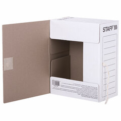 Папка архивная с завязками А4 (325&times;250 мм), 150 мм, до 1400 листов, микрогофрокартон, БЕЛАЯ, STAFF, 128875