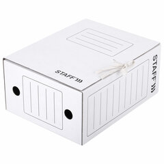 Папка архивная с завязками А4 (325&times;250 мм), 150 мм, до 1400 листов, микрогофрокартон, БЕЛАЯ, STAFF, 128875