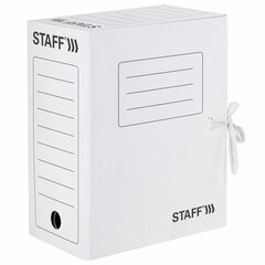 Папка архивная с завязками А4 (325&times;250 мм), 150 мм, до 1400 листов, микрогофрокартон, БЕЛАЯ, STAFF, 128875