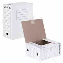 Папка архивная с завязками А4 (325&times;250 мм), 150 мм, до 1400 листов, микрогофрокартон, БЕЛАЯ, STAFF, 128875