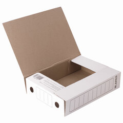 Папка архивная с резинкой А4 (325&times;250 мм), 75 мм, до 700 листов, микрогофрокартон, БЕЛАЯ, STAFF, 128878