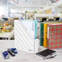 Лоток вертикальный для бумаг (260&times;320 мм), 75 мм, до 700 листов, микрогофрокартон, STAFF, БЕЛЫЙ, 128881