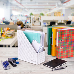 Лоток вертикальный для бумаг (260&times;320 мм), увеличенная ширина 150 мм, до 1400 листов, микрогофрокартон, STAFF, БЕЛЫЙ, 128884