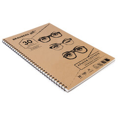 Скетчбук, слоновая кость 150 г/<wbr/>м<sup>2</sup>, 297&times;420 мм, 30 л., гребень, BRAUBERG ART CLASSIC, 128946