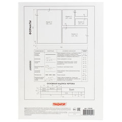 Папка для черчения БОЛЬШАЯ А3, 297&times;420 мм, 10 л., 160 г/<wbr/>м<sup>2</sup>, рамка с горизонтальным штампом, ПИФАГОР, 129228