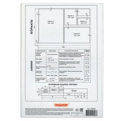 Папка для черчения А4, 210&times;297 мм, 10 л., 160 г/<wbr/>м<sup>2</sup>, рамка горизонтальный штамп, ПИФАГОР, 129230