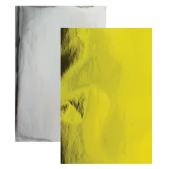 Картон цветной А4 ЗЕРКАЛЬНЫЙ, 6 листов (3 золото + 3 серебро), 230 г/<wbr/>м<sup>2</sup>, ОСТРОВ СОКРОВИЩ, 129297