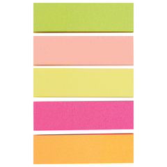 Закладки клейкие неоновые STAFF бумажные, 50&times;14 мм, 250 штук (5 цветов х 50 листов), 129359