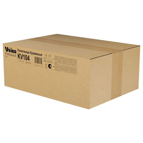 Полотенца бумажные 250 шт., VEIRO (H3) BASIC, 1-слойные, цвет натуральный, КОМПЛЕКТ 20 пачек, 21х21,