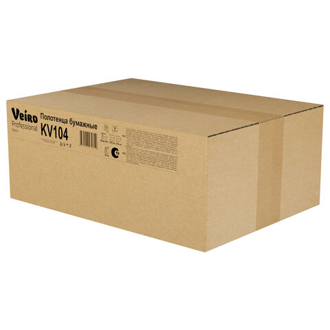 Полотенца бумажные 250 шт., VEIRO (H3) BASIC, 1-слойные, цвет натуральный, КОМПЛЕКТ 20 пачек, 21х21,6, V-сложение, KV104 - фото 7