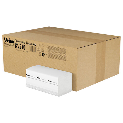 Полотенца бумажные 250 шт., VEIRO (H3) COMFORT, 1-слойные, белые, КОМПЛЕКТ 20 пачек, 21х21,6, V-сложение, KV210 - фото 11