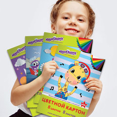 Набор цветного картона и бумаги А4 мелованные (глянцевые), 8 + 8 цветов, в папке, ЮНЛАНДИЯ, 200&times;290 мм, &laquo;ПЛАНЕТЫ&raquo;, 129570