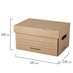 Короб архивный &laquo;Делопроизводство&raquo; (235&times;325&times;180 мм), с крышкой, гофрокартон, BRAUBERG, 129589
