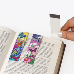 Закладки для книг с магнитом БАБОЧКИ, набор 6 шт., блестки, 25&times;196 мм, ЮНЛАНДИЯ, 129616