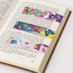 Закладки для книг с магнитом БАБОЧКИ, набор 6 шт., блестки, 25&times;196 мм, ЮНЛАНДИЯ, 129616