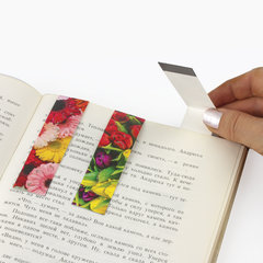 Закладки для книг с магнитом ЦВЕТЫ, набор 6 шт., блестки, 25&times;196 мм, ЮНЛАНДИЯ, 129618
