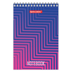 Блокнот МАЛЫЙ ФОРМАТ А6 97&times;145 мм, 80 л., гребень, картон, клетка, BRAUBERG, &laquo;Геометрия&raquo;, 129834