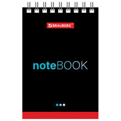 Блокнот МАЛЫЙ ФОРМАТ А7 75&times;105 мм, 40 л., гребень, картон, клетка, BRAUBERG, &laquo;Черный стиль&raquo;, 129855