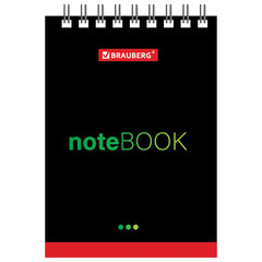 Блокнот МАЛЫЙ ФОРМАТ А7 75&times;105 мм, 40 л., гребень, картон, клетка, BRAUBERG, &laquo;Черный стиль&raquo;, 129855