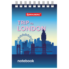 Блокнот МАЛЫЙ ФОРМАТ А7 75&times;105 мм, 40 л., гребень, картон, клетка, BRAUBERG, &laquo;Города&raquo;, 129856